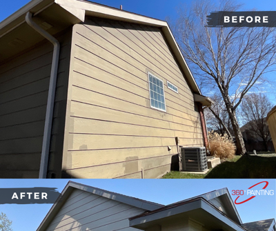 Refreshed this exterior with depth and drama using Hulette Ore for the body and Iron Ore for the trim, gutters + garage doors Photo