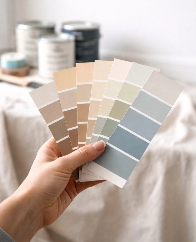 Paint color swatches and samples for interior painting consultation