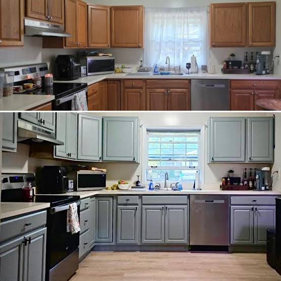 before and after kitchen cabinet remodel